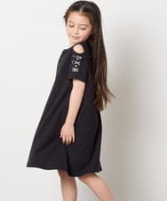 KJPGB20034 a.v.v KIDS(アー・ヴェ・ヴェ) [140-150]オフショルレースアップワンピース ブラック