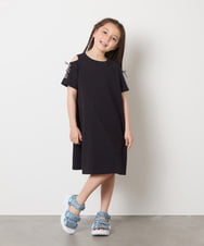 KJPGB20034 a.v.v KIDS(アー・ヴェ・ヴェ) [140-150]オフショルレースアップワンピース ブラック