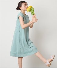 KJPGB21034 a.v.v KIDS(アー・ヴェ・ヴェ) [140-150]シアー切り替えワンピース グリーン