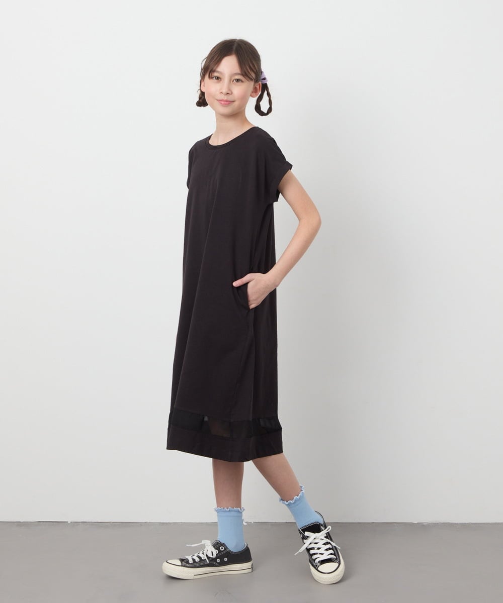 KJPGB21034 a.v.v KIDS(アー・ヴェ・ヴェ) [140-150]シアー切り替えワンピース ライトブルー