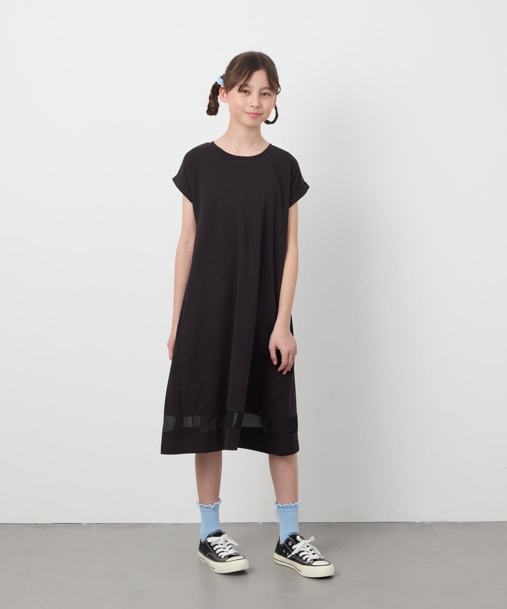 KJPGB21034 a.v.v KIDS(アー・ヴェ・ヴェ) [140-150]シアー切り替えワンピース ライトブルー