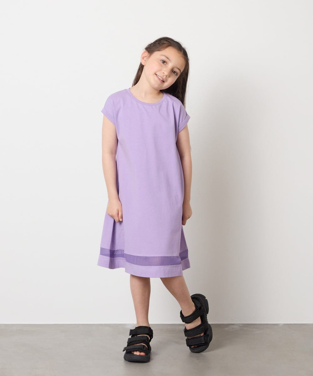 KJPGB21034 a.v.v KIDS(アー・ヴェ・ヴェ) [140-150]シアー切り替えワンピース ライトブルー