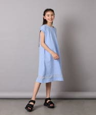 KJPGB21034 a.v.v KIDS(アー・ヴェ・ヴェ) [140-150]シアー切り替えワンピース ライトブルー
