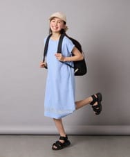 KJPGB21034 a.v.v KIDS(アー・ヴェ・ヴェ) [140-150]シアー切り替えワンピース ライトブルー