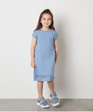 KJPGB21034 a.v.v KIDS(アー・ヴェ・ヴェ) [140-150]シアー切り替えワンピース ブルー