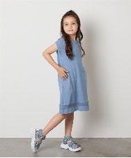 KJPGB21034 a.v.v KIDS(アー・ヴェ・ヴェ) [140-150]シアー切り替えワンピース ブルー