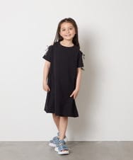 KJPGC20039 a.v.v KIDS(アー・ヴェ・ヴェ) [160]オフショルレースアップワンピース ライトブルー