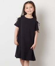 KJPGC20039 a.v.v KIDS(アー・ヴェ・ヴェ) [160]オフショルレースアップワンピース ブラック