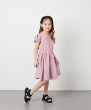 KJPGD01034 a.v.v KIDS(アー・ヴェ・ヴェ) [120-160]レースアップフレアワンピース ピンク