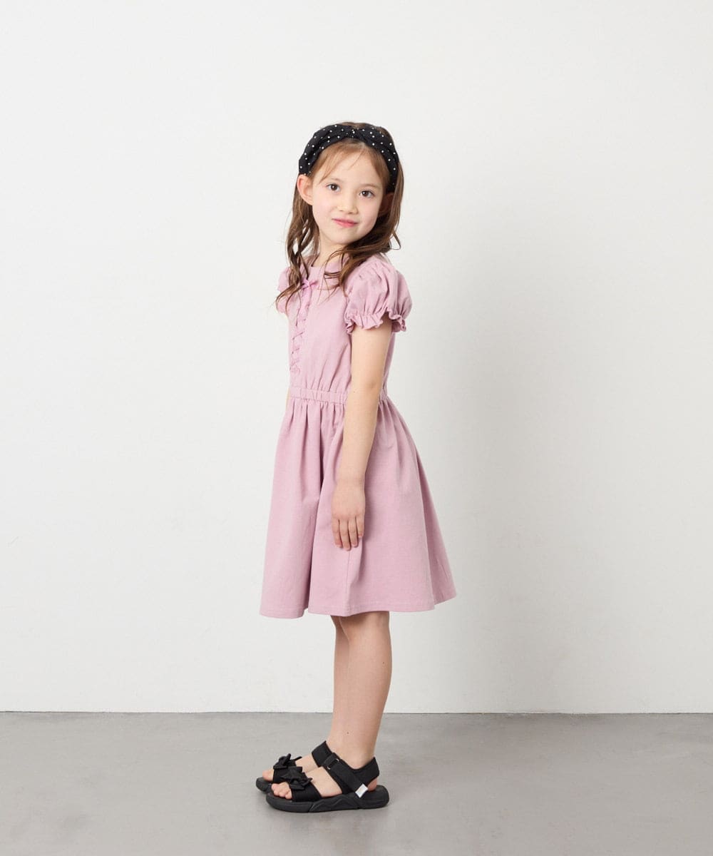 KJPGD01034 a.v.v KIDS(アー・ヴェ・ヴェ) [120-160]レースアップフレアワンピース ピンク
