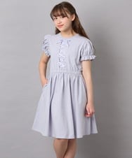 KJPGD01034 a.v.v KIDS(アー・ヴェ・ヴェ) [120-160]レースアップフレアワンピース ライトブルー