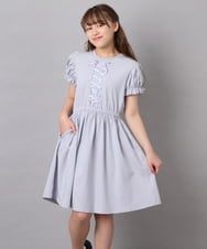 KJPGD01034 a.v.v KIDS(アー・ヴェ・ヴェ) [120-160]レースアップフレアワンピース ライトブルー