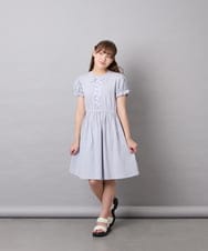 KJPGD01034 a.v.v KIDS(アー・ヴェ・ヴェ) [120-160]レースアップフレアワンピース ライトブルー