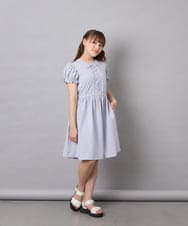 KJPGD01034 a.v.v KIDS(アー・ヴェ・ヴェ) [120-160]レースアップフレアワンピース ライトブルー