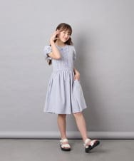 KJPGD01034 a.v.v KIDS(アー・ヴェ・ヴェ) [120-160]レースアップフレアワンピース ライトブルー