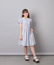 KJPGD01034 a.v.v KIDS(アー・ヴェ・ヴェ) [120-160]レースアップフレアワンピース ライトブルー