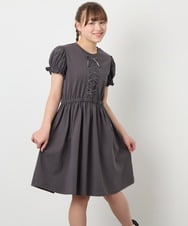 KJPGD01034 a.v.v KIDS(アー・ヴェ・ヴェ) [120-160]レースアップフレアワンピース ダークグレー