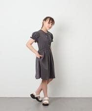 KJPGD01034 a.v.v KIDS(アー・ヴェ・ヴェ) [120-160]レースアップフレアワンピース ダークグレー