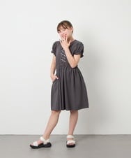 KJPGD01034 a.v.v KIDS(アー・ヴェ・ヴェ) [120-160]レースアップフレアワンピース ダークグレー