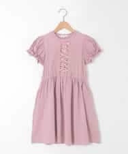 KJPGD01034 a.v.v KIDS(アー・ヴェ・ヴェ) [120-160]【接触冷感/毛玉になりにくい】レースアップフレアワンピース ピンク