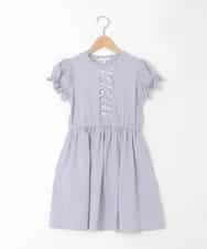 KJPGD01034 a.v.v KIDS(アー・ヴェ・ヴェ) [120-160]【接触冷感/毛玉になりにくい】レースアップフレアワンピース ライトブルー