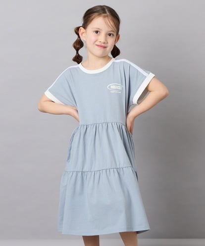 KJPGD02039 a.v.v KIDS [120-160]配色ティアードワンピース