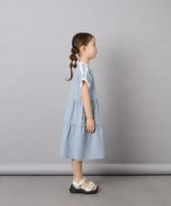KJPGD02039 a.v.v KIDS(アー・ヴェ・ヴェ) [120-160]【接触冷感/毛玉になりにくい】配色ティアードワンピース ライトブルー