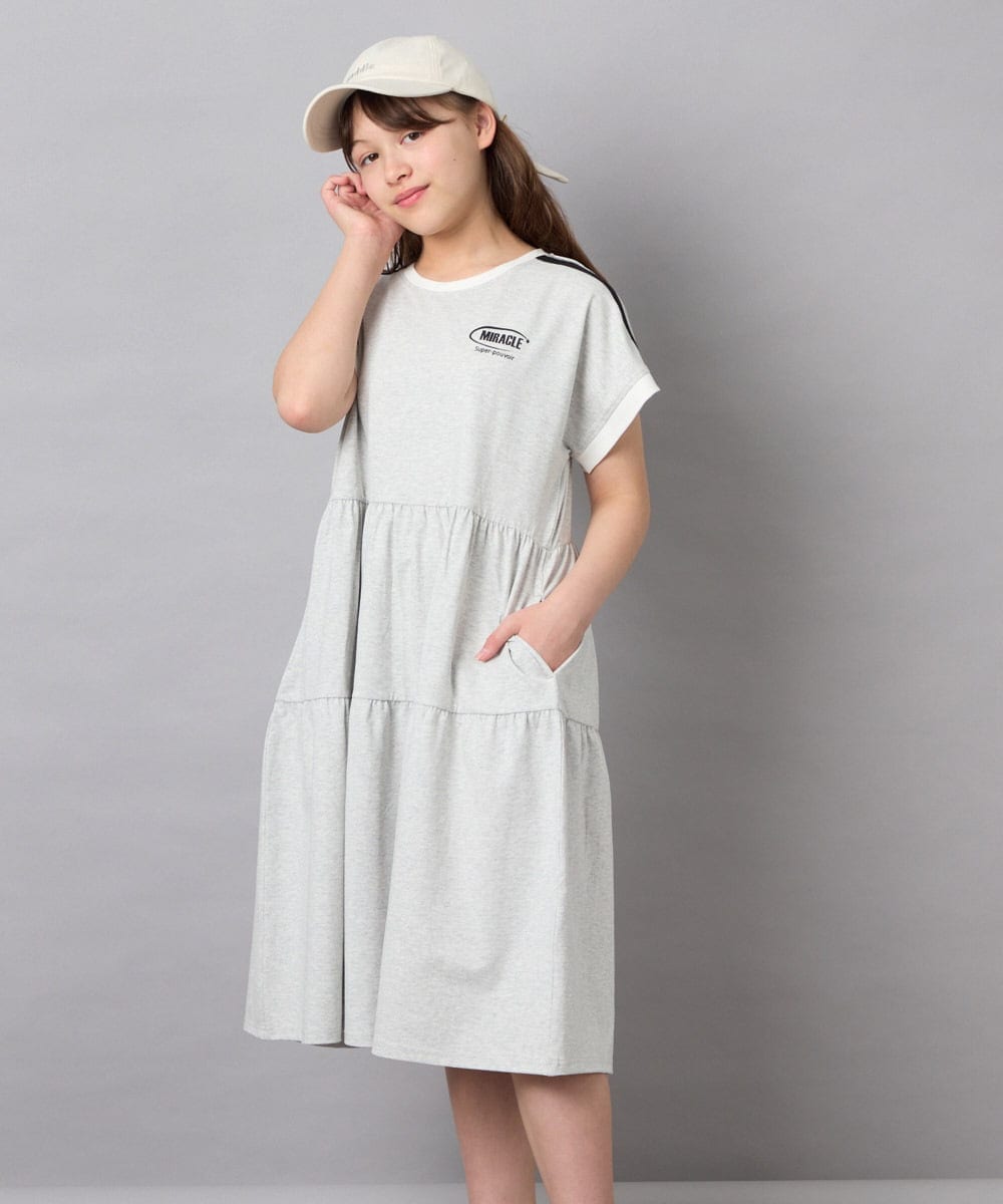 KJPGD02039 a.v.v KIDS [120-160]【接触冷感/毛玉になりにくい】配色ティアードワンピース