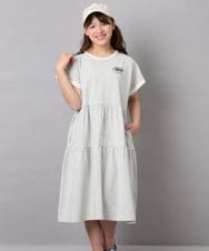 KJPGD02039 a.v.v KIDS(アー・ヴェ・ヴェ) [120-160]【接触冷感/毛玉になりにくい】配色ティアードワンピース ライトグレー