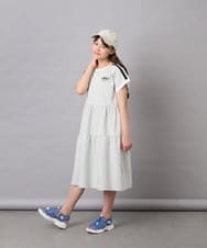 KJPGD02039 a.v.v KIDS(アー・ヴェ・ヴェ) [120-160]【接触冷感/毛玉になりにくい】配色ティアードワンピース ライトグレー