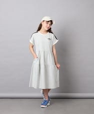 KJPGD02039 a.v.v KIDS(アー・ヴェ・ヴェ) [120-160]【接触冷感/毛玉になりにくい】配色ティアードワンピース ライトグレー