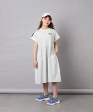 KJPGD02039 a.v.v KIDS(アー・ヴェ・ヴェ) [120-160]【接触冷感/毛玉になりにくい】配色ティアードワンピース ライトグレー
