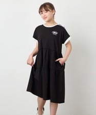 KJPGD02039 a.v.v KIDS(アー・ヴェ・ヴェ) [120-160]【接触冷感/毛玉になりにくい】配色ティアードワンピース ブラック