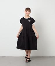 KJPGD02039 a.v.v KIDS(アー・ヴェ・ヴェ) [120-160]【接触冷感/毛玉になりにくい】配色ティアードワンピース ブラック
