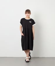 KJPGD02039 a.v.v KIDS(アー・ヴェ・ヴェ) [120-160]【接触冷感/毛玉になりにくい】配色ティアードワンピース ブラック