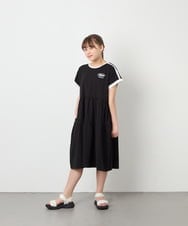 KJPGD02039 a.v.v KIDS(アー・ヴェ・ヴェ) [120-160]【接触冷感/毛玉になりにくい】配色ティアードワンピース ブラック