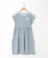 KJPGD02039 a.v.v KIDS(アー・ヴェ・ヴェ) [120-160]【接触冷感/毛玉になりにくい】配色ティアードワンピース ライトブルー