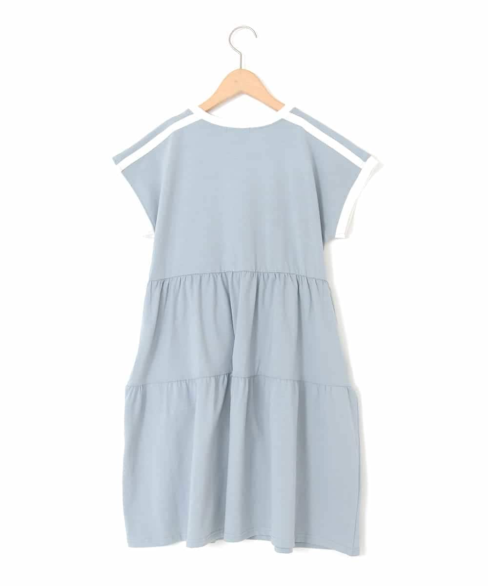 KJPGD02039 a.v.v KIDS(アー・ヴェ・ヴェ) [120-160]【接触冷感/毛玉になりにくい】配色ティアードワンピース ライトブルー