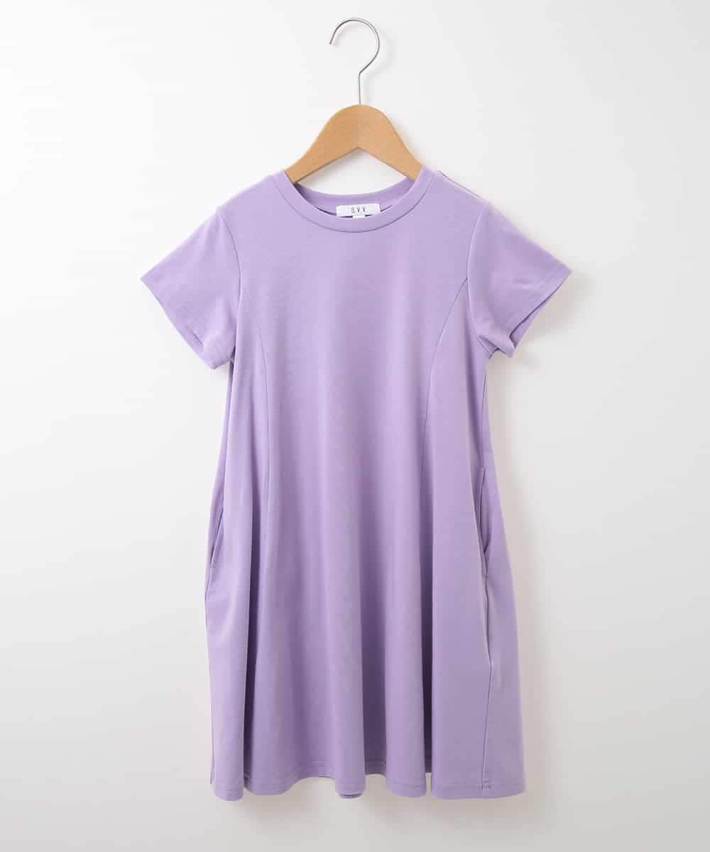 KJPGM33016 a.v.v KIDS(アー・ヴェ・ヴェ) [100-130]【プチプラ】AラインTシャツワンピース[WEB限定サイズ] ラベンダー