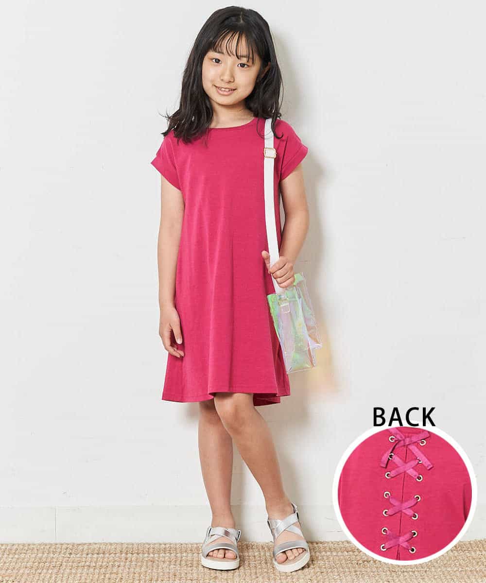 KJPGM35024 a.v.v KIDS(アー・ヴェ・ヴェ) [100-130]バックレースアップワンピース[WEB限定サイズ] ピンク