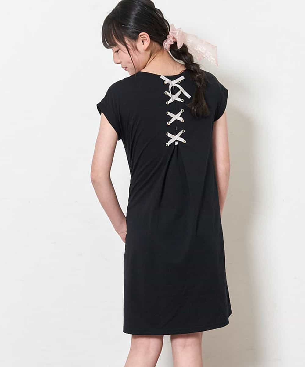 KJPGM35024 a.v.v KIDS(アー・ヴェ・ヴェ) [100-130]バックレースアップワンピース[WEB限定サイズ] ブラック