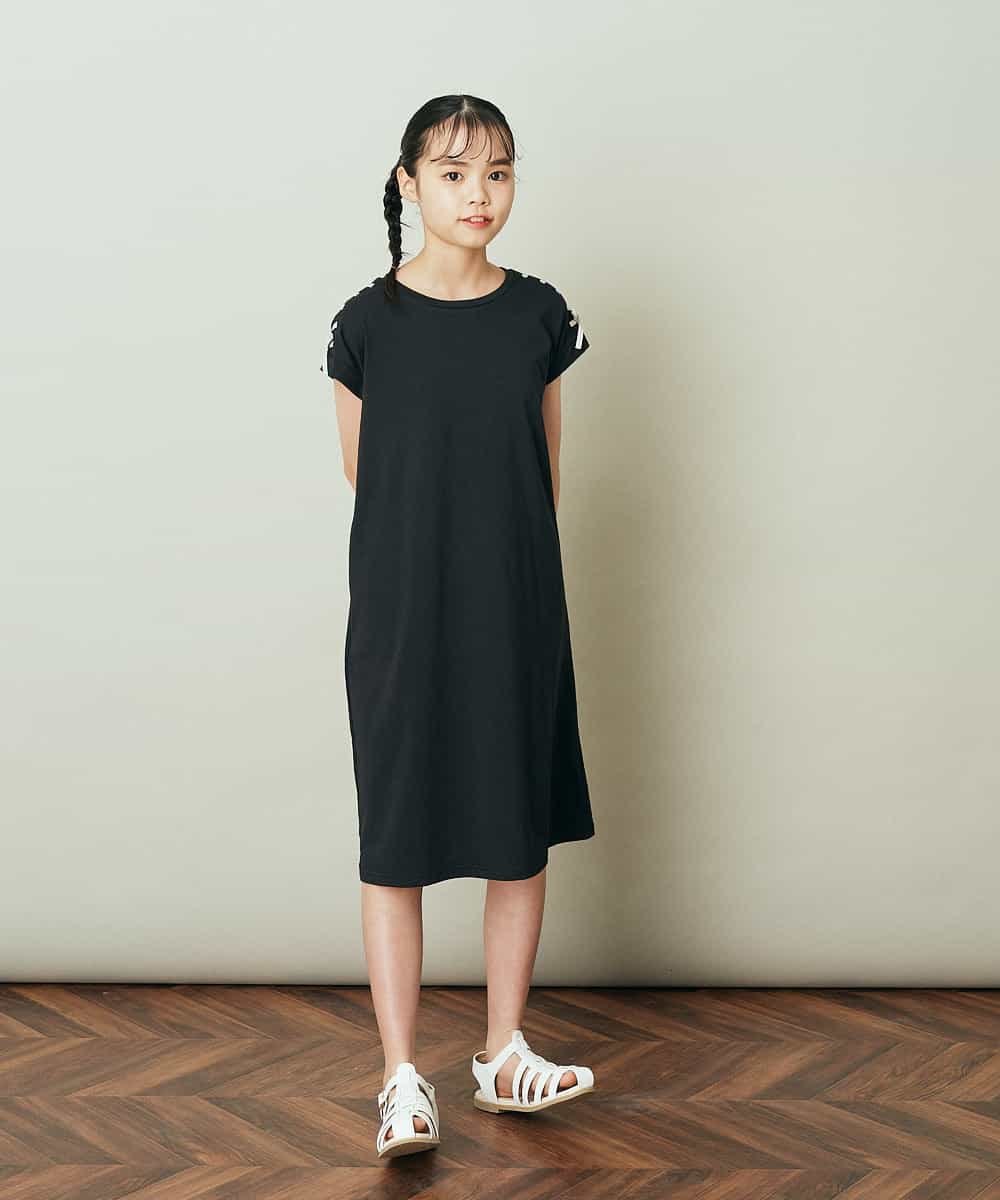 KJPGP01024 a.v.v KIDS(アー・ヴェ・ヴェ) [100-130]ショルダーリボンTシャツワンピース ピンク