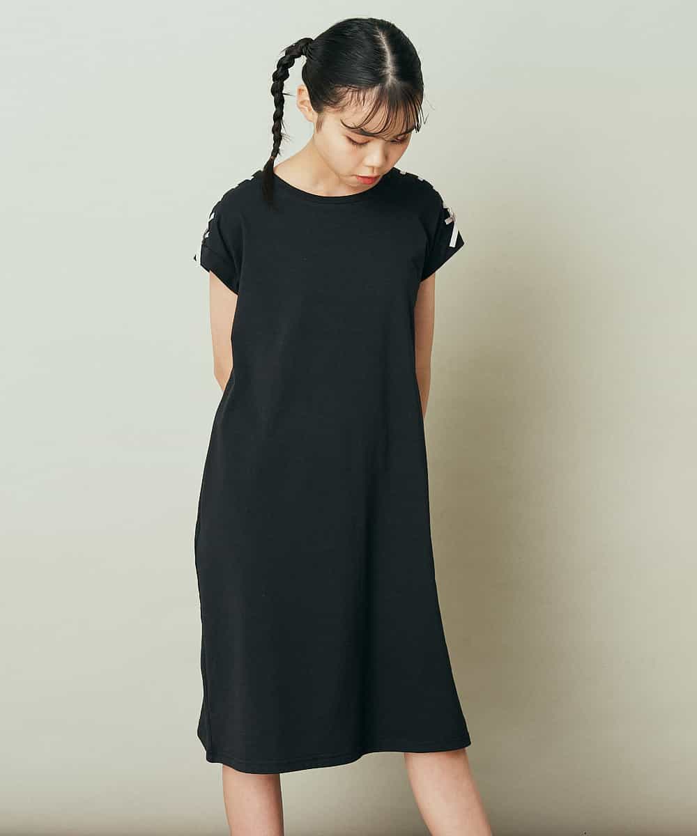 KJPGP01024 a.v.v KIDS(アー・ヴェ・ヴェ) [100-130]ショルダーリボンTシャツワンピース ピンク