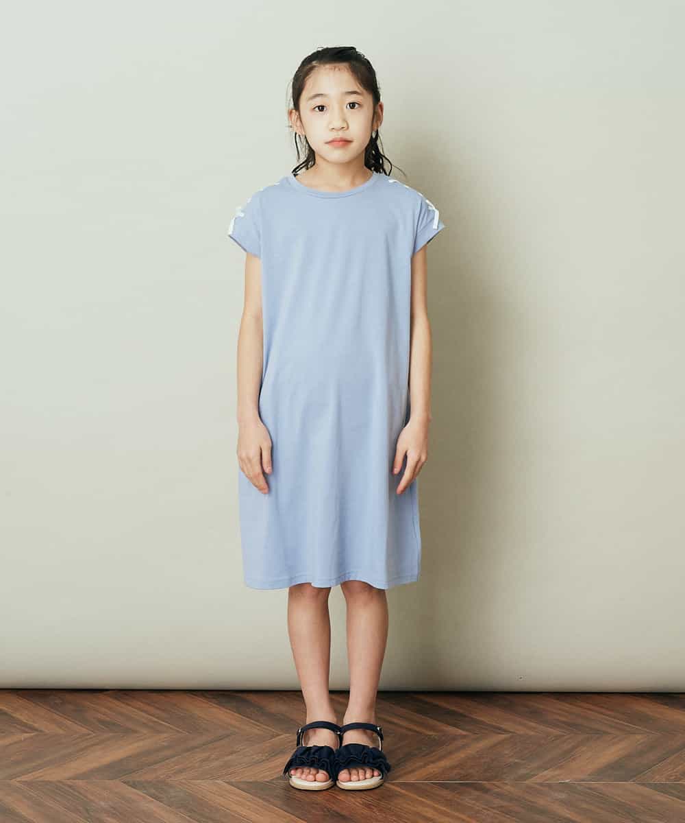 KJPGP01024 a.v.v KIDS(アー・ヴェ・ヴェ) [100-130]ショルダーリボンTシャツワンピース ピンク