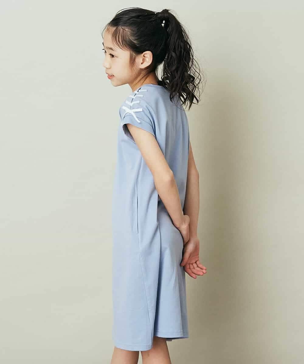 KJPGP01024 a.v.v KIDS(アー・ヴェ・ヴェ) [100-130]ショルダーリボンTシャツワンピース ピンク