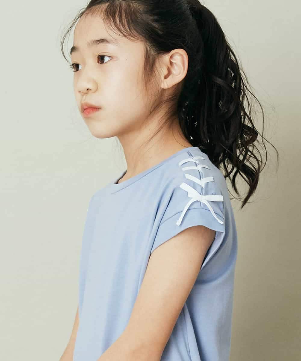 KJPGP01024 a.v.v KIDS(アー・ヴェ・ヴェ) [100-130]ショルダーリボンTシャツワンピース ピンク