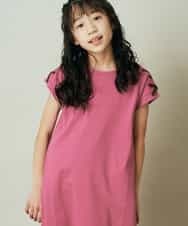 KJPGP01024 a.v.v KIDS(アー・ヴェ・ヴェ) [100-130]ショルダーリボンTシャツワンピース ピンク