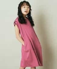 KJPGP01024 a.v.v KIDS(アー・ヴェ・ヴェ) [100-130]ショルダーリボンTシャツワンピース ピンク