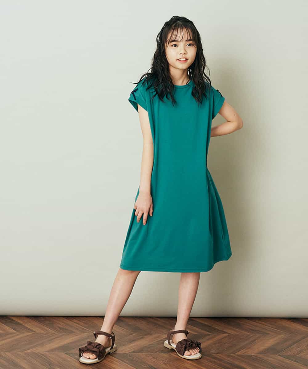 KJPGP01024 a.v.v KIDS(アー・ヴェ・ヴェ) [100-130]ショルダーリボンTシャツワンピース ピンク