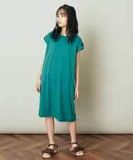 KJPGP01024 a.v.v KIDS(アー・ヴェ・ヴェ) [100-130]ショルダーリボンTシャツワンピース グリーン